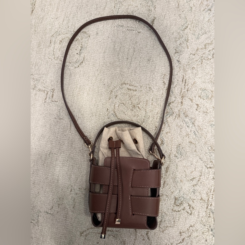 H&M Brown Crossbody Bag with Tan canvas Accents